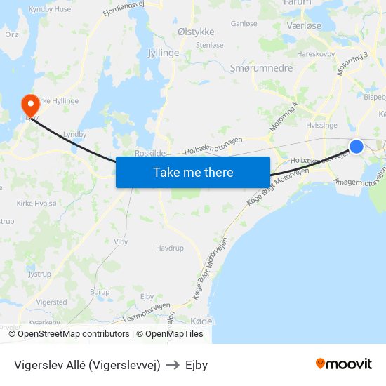 Vigerslev Allé (Vigerslevvej) to Ejby map