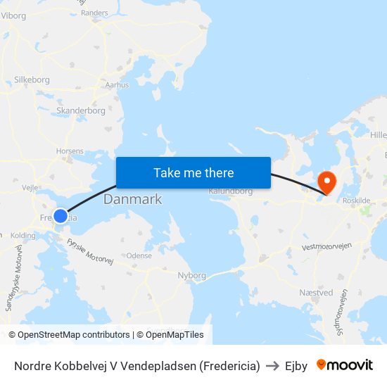 Nordre Kobbelvej V Vendepladsen (Fredericia) to Ejby map
