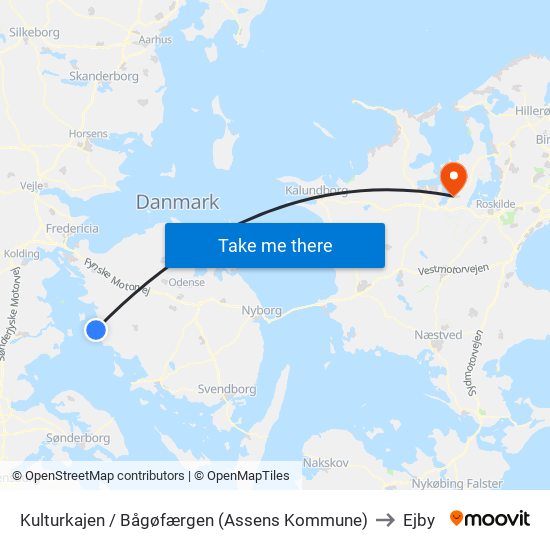 Kulturkajen / Bågøfærgen (Assens Kommune) to Ejby map