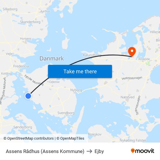 Assens Rådhus (Assens Kommune) to Ejby map