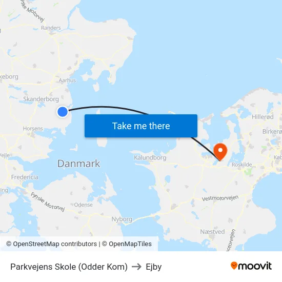 Parkvejens Skole (Odder Kom) to Ejby map