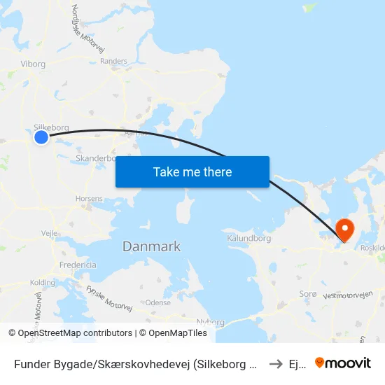 Funder Bygade/Skærskovhedevej (Silkeborg Kom) to Ejby map