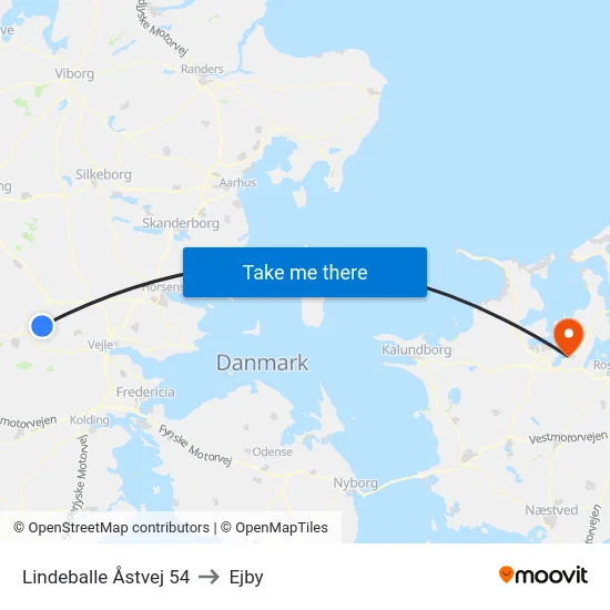 Lindeballe Åstvej 54 to Ejby map