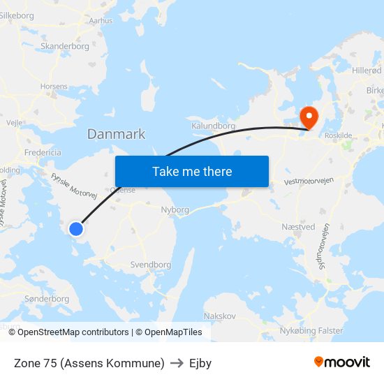 Zone 75 (Assens Kommune) to Ejby map