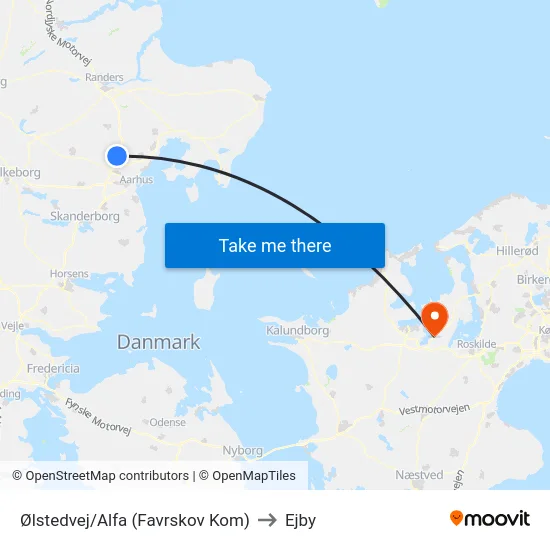 Ølstedvej/Alfa (Favrskov Kom) to Ejby map