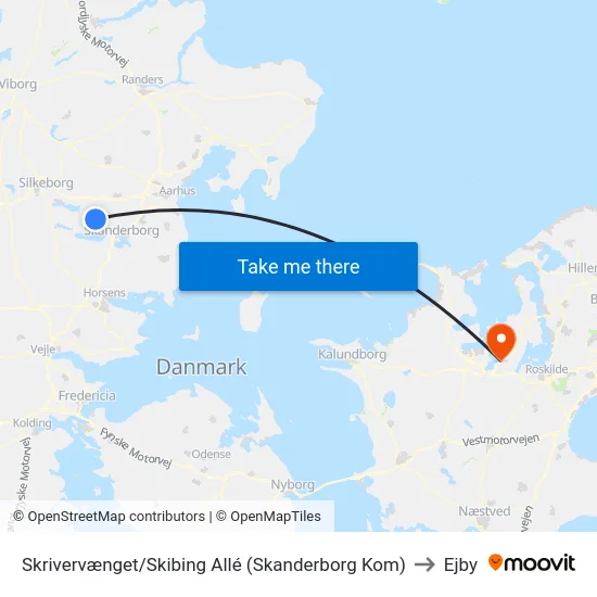 Skrivervænget/Skibing Allé (Skanderborg Kom) to Ejby map