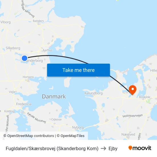 Fugldalen/Skærsbrovej (Skanderborg Kom) to Ejby map