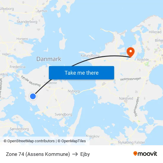 Zone 74 (Assens Kommune) to Ejby map