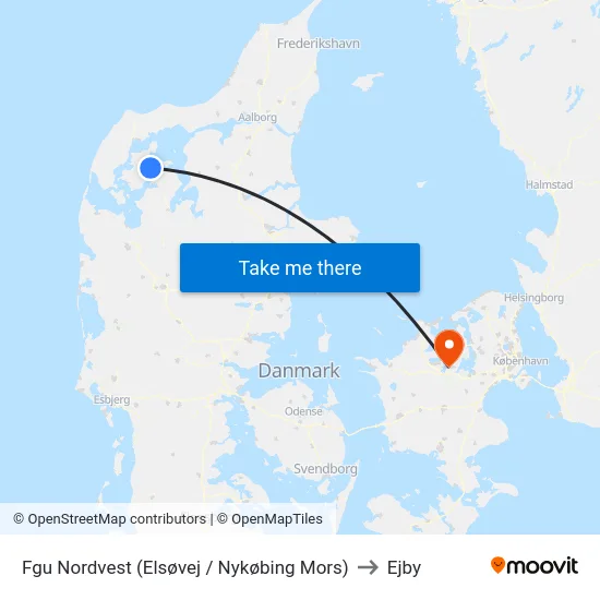 Fgu Nordvest (Elsøvej / Nykøbing Mors) to Ejby map