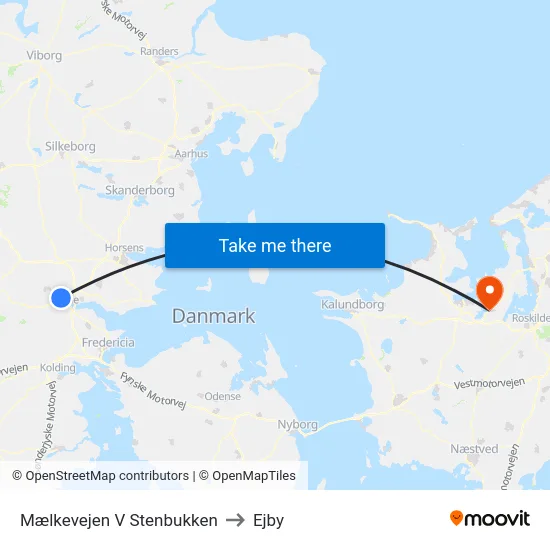 Mælkevejen V Stenbukken to Ejby map