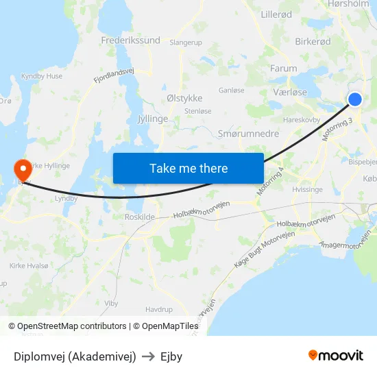Diplomvej (Akademivej) to Ejby map
