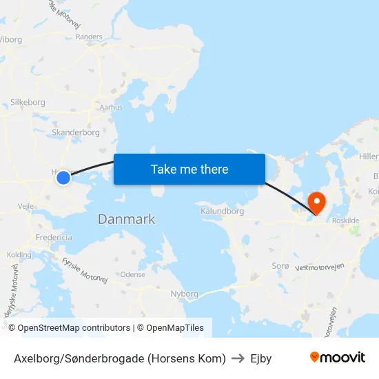 Axelborg/Sønderbrogade (Horsens Kom) to Ejby map