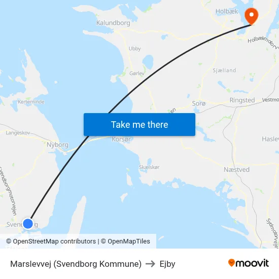 Marslevvej (Svendborg Kommune) to Ejby map