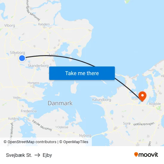 Svejbæk St. to Ejby map