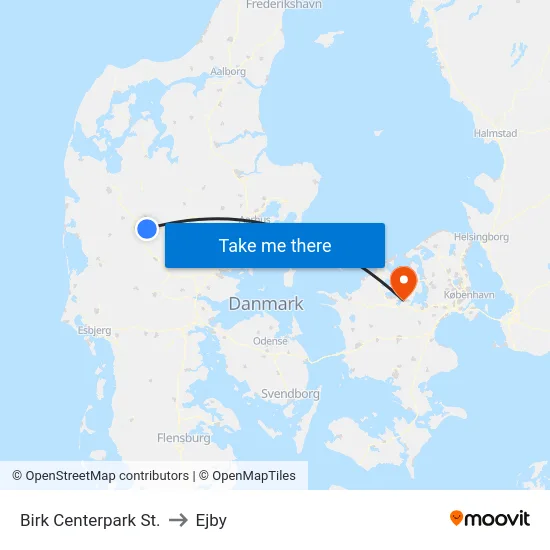 Birk Centerpark St. to Ejby map