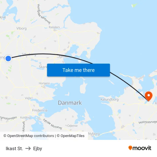 Ikast St. to Ejby map