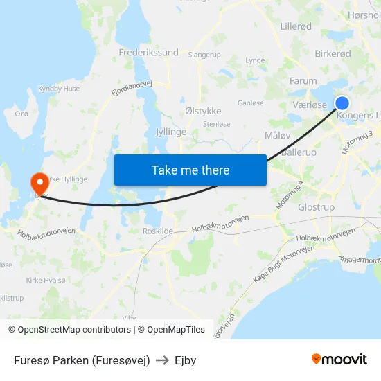 Furesø Parken (Furesøvej) to Ejby map