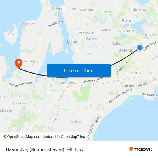 Havnsøvej (Sennepshaven) to Ejby map