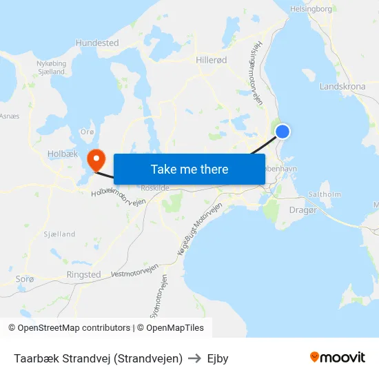 Taarbæk Strandvej (Strandvejen) to Ejby map