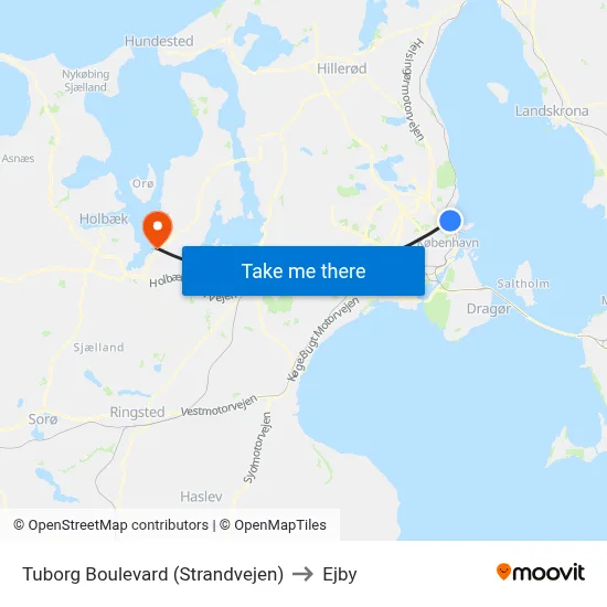 Tuborg Boulevard (Strandvejen) to Ejby map