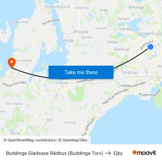 Buddinge Gladsaxe Rådhus (Buddinge Torv) to Ejby map