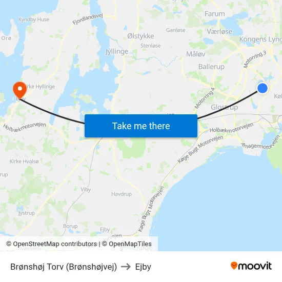 Brønshøj Torv (Brønshøjvej) to Ejby map