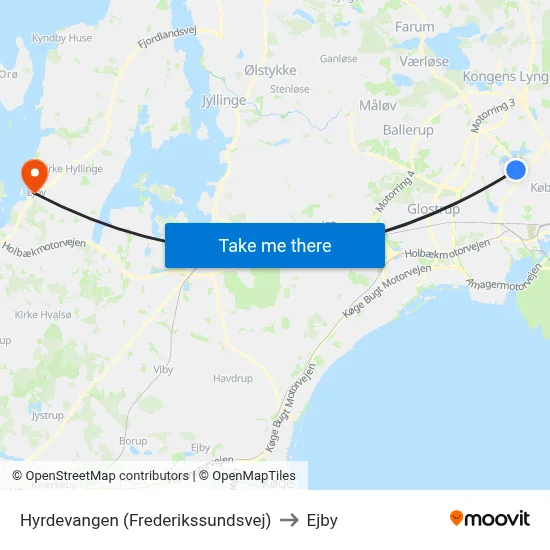 Hyrdevangen (Frederikssundsvej) to Ejby map