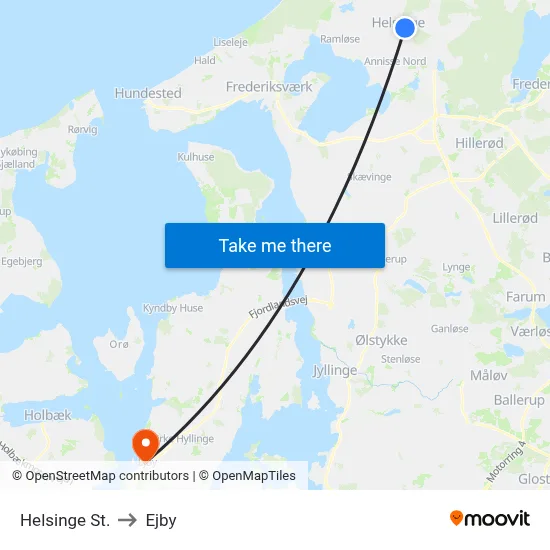 Helsinge St. to Ejby map