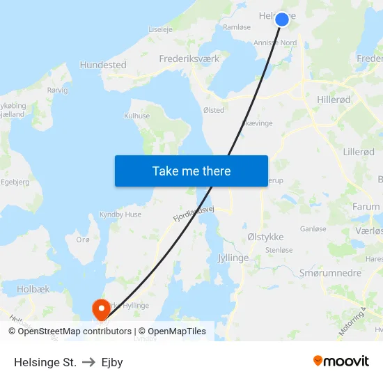 Helsinge St. to Ejby map
