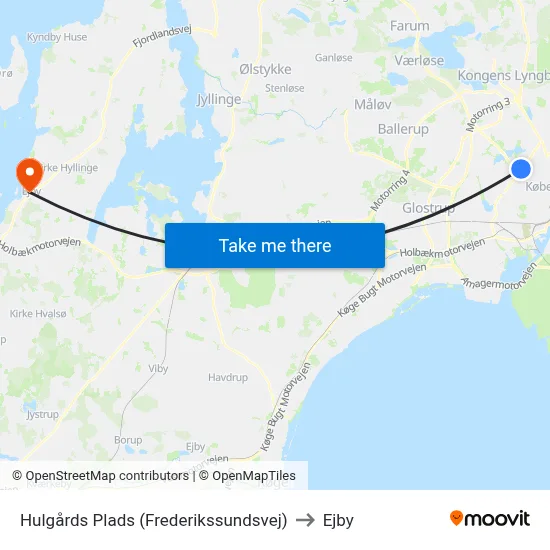 Hulgårds Plads (Frederikssundsvej) to Ejby map