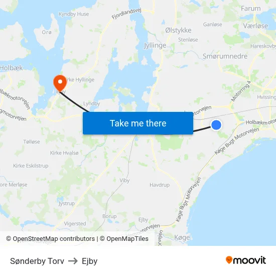 Sønderby Torv to Ejby map