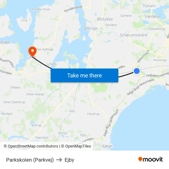 Parkskolen (Parkvej) to Ejby map