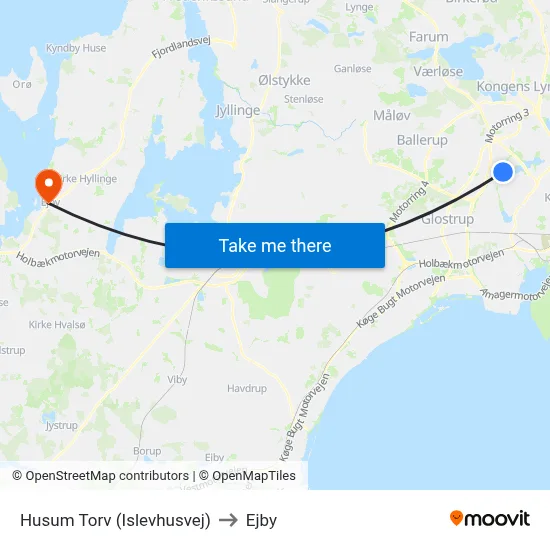Husum Torv (Islevhusvej) to Ejby map