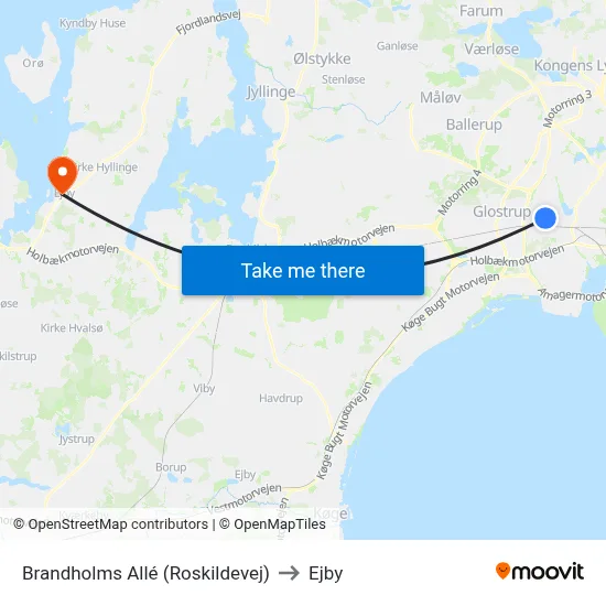 Brandholms Allé (Roskildevej) to Ejby map