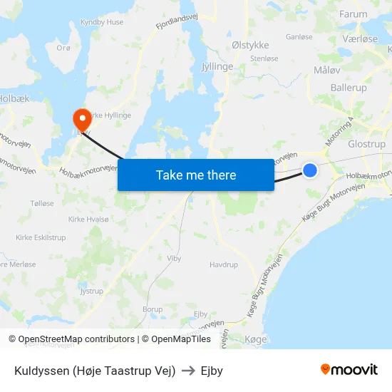 Kuldyssen (Høje Taastrup Vej) to Ejby map