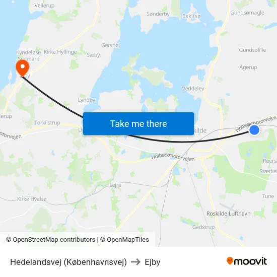 Hedelandsvej (Københavnsvej) to Ejby map