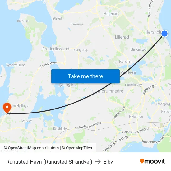 Rungsted Havn (Rungsted Strandvej) to Ejby map
