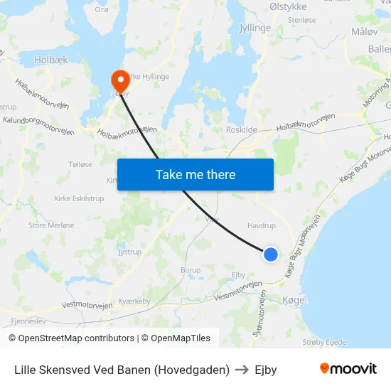 Lille Skensved Ved Banen (Hovedgaden) to Ejby map