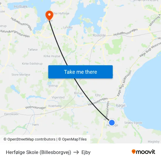 Herfølge Skole (Billesborgvej) to Ejby map