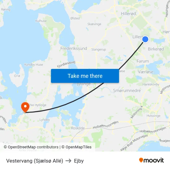 Vestervang (Sjælsø Allé) to Ejby map
