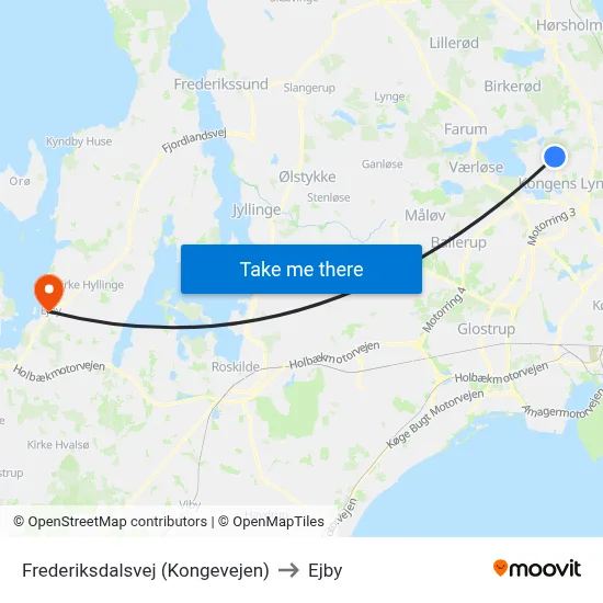 Frederiksdalsvej (Kongevejen) to Ejby map