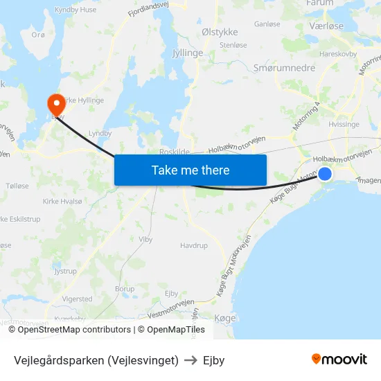 Vejlegårdsparken (Vejlesvinget) to Ejby map
