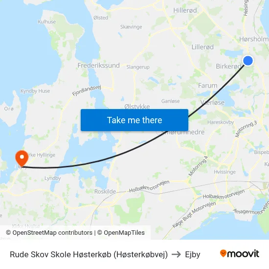 Rude Skov Skole Høsterkøb (Høsterkøbvej) to Ejby map