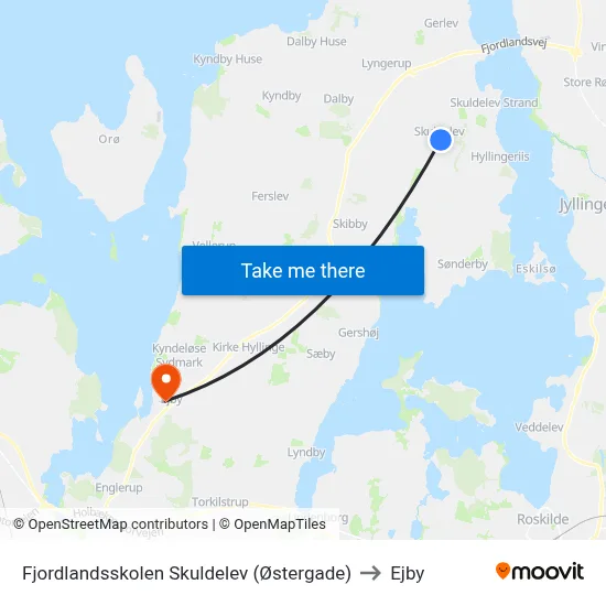 Fjordlandsskolen Skuldelev (Østergade) to Ejby map