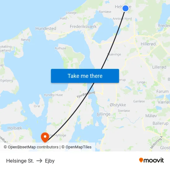 Helsinge St. to Ejby map
