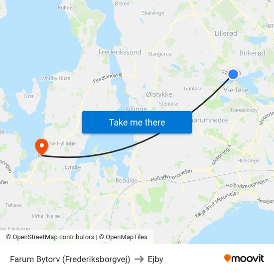 Farum Bytorv (Frederiksborgvej) to Ejby map
