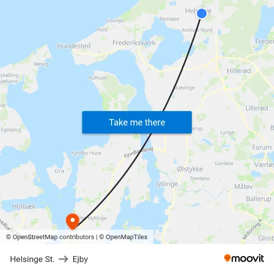 Helsinge St. to Ejby map