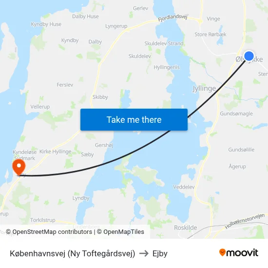 Københavnsvej (Ny Toftegårdsvej) to Ejby map