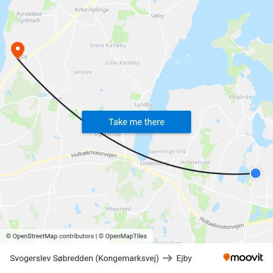 Svogerslev Søbredden (Kongemarksvej) to Ejby map