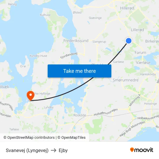 Svanevej (Lyngevej) to Ejby map